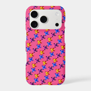 Motif de papillon pixel mignon sur fond rose chaud