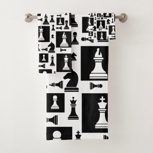Motif de pièces d'échecs - noir et blanc (En situation)