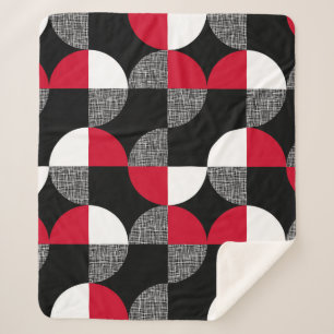 Motif de plaid géométrique noir, rouge, blanc.