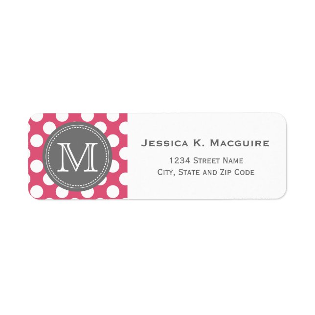 Motif de point Polka blanc rose monogramme (Devant)