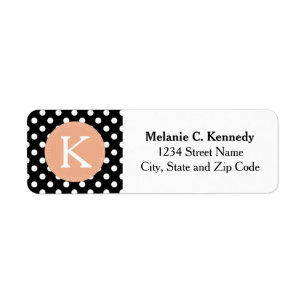 Motif de point Polka noir blanc monogramme