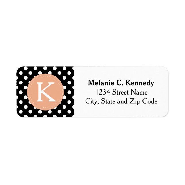 Motif de point Polka noir blanc monogramme (Devant)