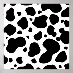 Motif de points de vache Poster de animal noir et 