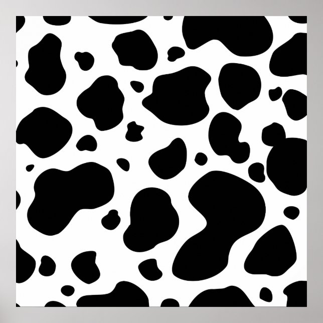 Motif de points de vache Poster de animal noir et  (Devant)