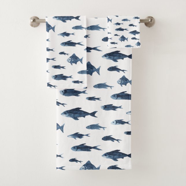 Motif de poisson bleu et blanc côtier (En situation)