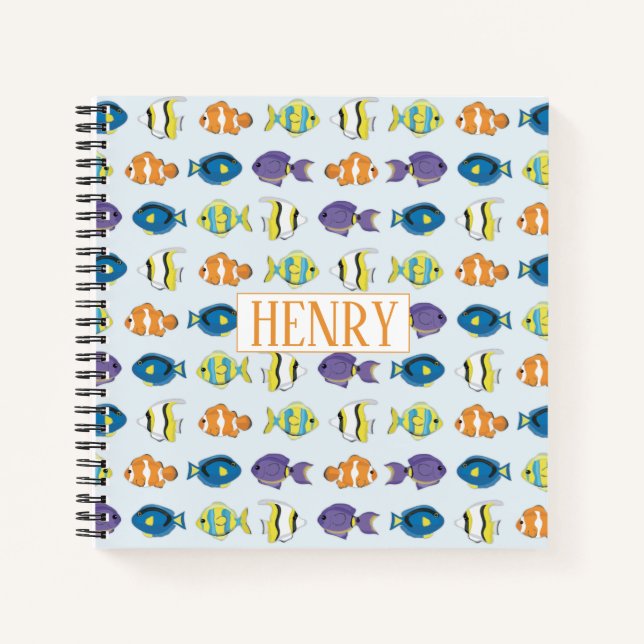 Motif de poisson tropical de 8,5 po x Carnet spira (Devant)