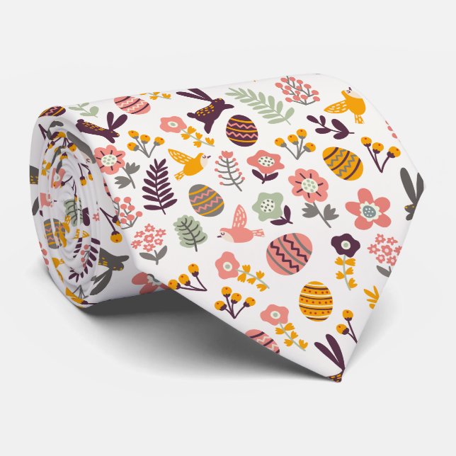 Motif de printemps de Pâques Floral | cravate (Roulé)