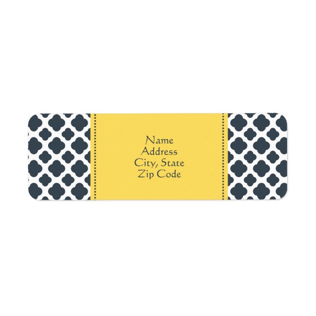 Motif de quatrefoil blanc, blanc et jaune (Devant)