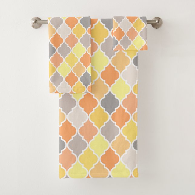Motif de quatrefoil jaune, orange et gris (En situation)