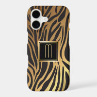 Motif de rayure de tigre de monogramme d'or