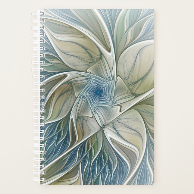 Motif de rêve floral Abstrait Bleu Kaki Fractal (Devant)