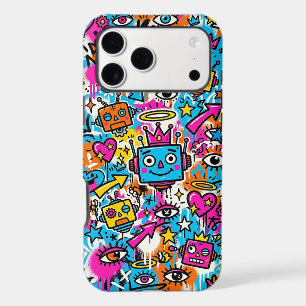 Motif de robot néon coloré pour iPhone
