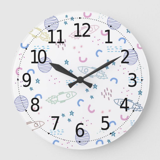 Motif de roquettes spatiales mignonnes | Horloge m (Recto)