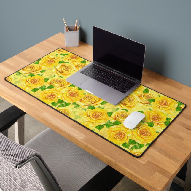 Motif de rose d'aquarelle jaune (Bureau 2)