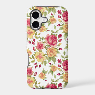 Motif de roses rouges et jaunes et de boutons de r