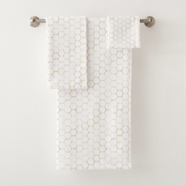 Motif de ruche Hexagon Or Blanc Sophistiqué (En situation)