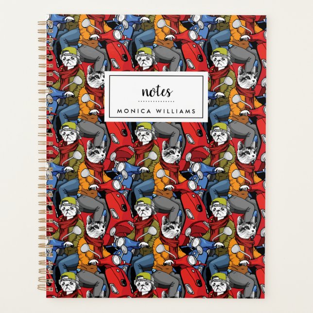 Motif de Scooter Chats & Chiens | Ajouter Votre No (Devant)