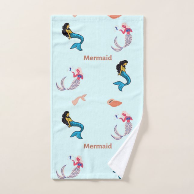 Motif de sirène en bleu (Serviette à main)
