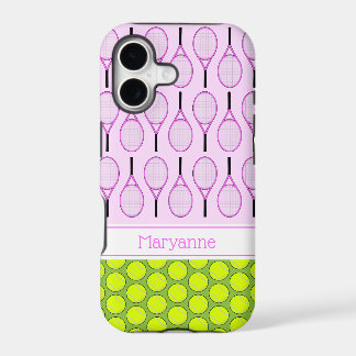 Motif de tennis nom personnalisé rose vert