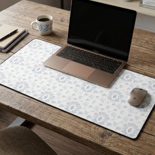 Motif de toile français blanc bleu monogramme