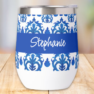 Motif de toile française bleue avec monogramme