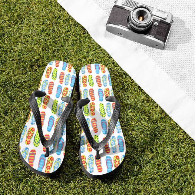 Motif de tongs colorés tropicaux (Cute colorful flip flops artwork on flip flops. )
