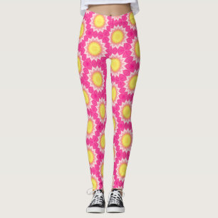 Motif de tournesol rose et jaune - Leggings