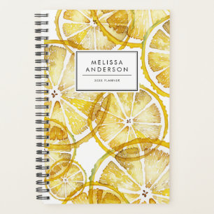 Motif de tranches de citron rustique aquarelle
