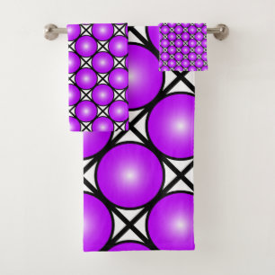 Motif de treillis noir et blanc à points roses mag