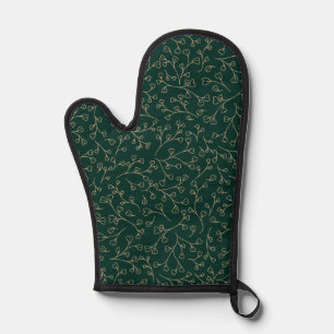 Motif de vigne botanique vert émeraude foncé et or