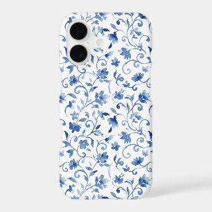 Motif de vigne florale à l'aquarelle bleue – Éléga