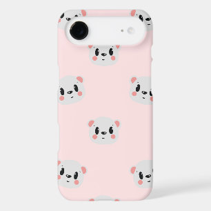 Motif de visage d'ours Kawaii mignon sur rose past