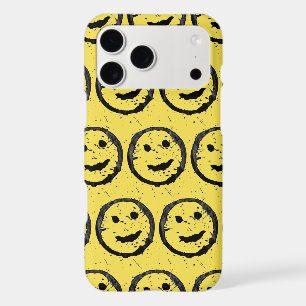 Motif de visage jaune heureux souriant taché cool