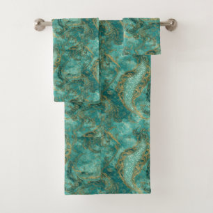 Motif d'écailles de sirène Aqua Pearlescent & Or