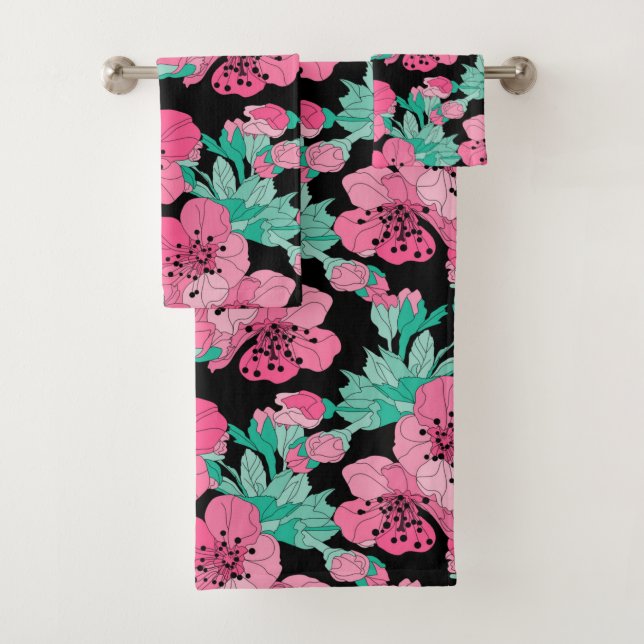 Motif décoratif en fleurs de cerisier dessiné à la (En situation)