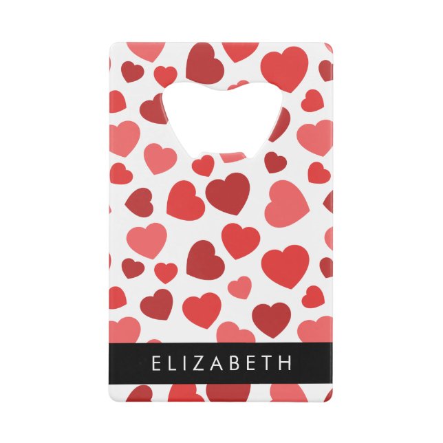 Motif Des Coeurs, Coeurs Rouges, Votre Nom (Devant)