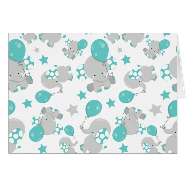 Motif Des Eléphants, Eléphants Mignons - Gris Bleu (Devant horizontal)