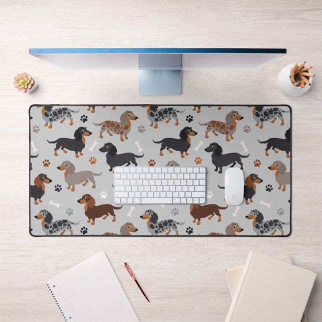 Motif des pattes et des os de Dachshund aux cheveu (Bureau 1)