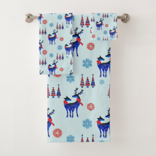Motif des rennes, des arbres de Noël et des flocon