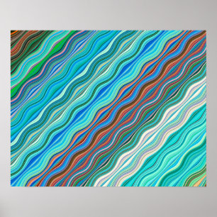 Motif des vagues Abstraites Vintages Poster