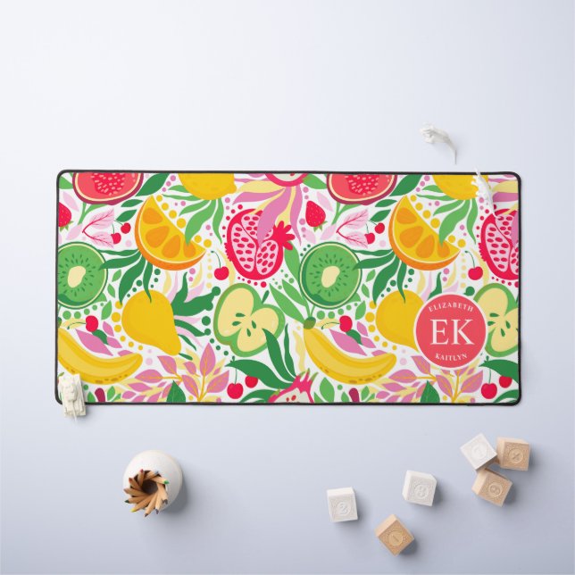Motif d'été pour le Monogramme de fruits tropicaux (Tableau pour enfants)