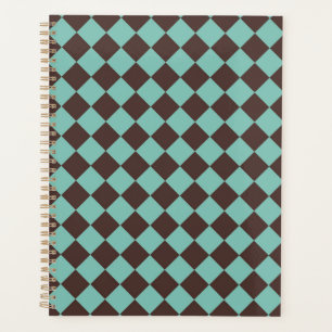 Motif diamant Brown Turquoise Checker