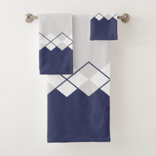 Motif diamant gris clair, bleu marine, blanc
