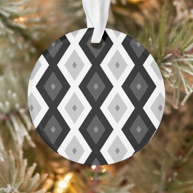 Motif diamant noir, blanc et gris (Arbre)