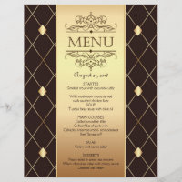 Motif diamant or sur Mariage brun Menu