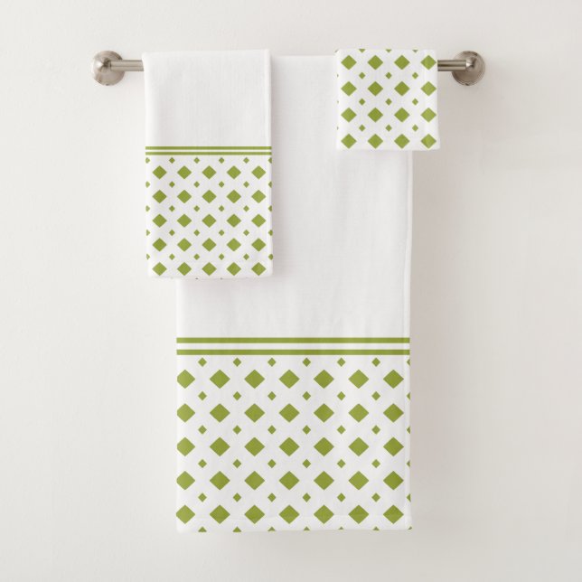 Motif diamant vert olive et blanc (En situation)
