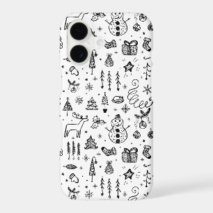 Motif d'icônes de Noël noir et blanc – Mignon 