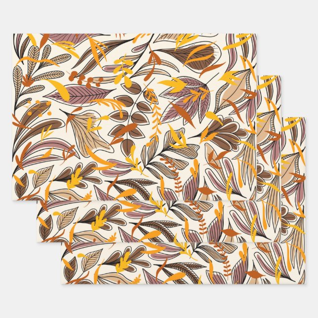 Motif d'illustration des feuilles d'automne Brown  (Lot)