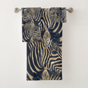 Motif d'impression moderne Gold Blue Zebras