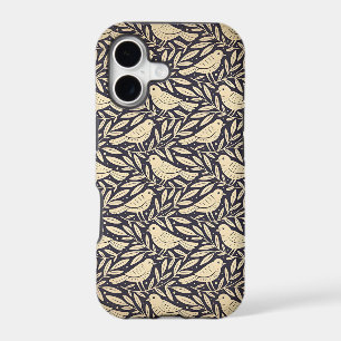 Motif d'oiseau beige vintage sur fond sombre
